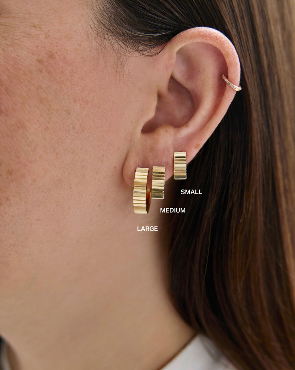 Wide Fluted Gold Hoops
