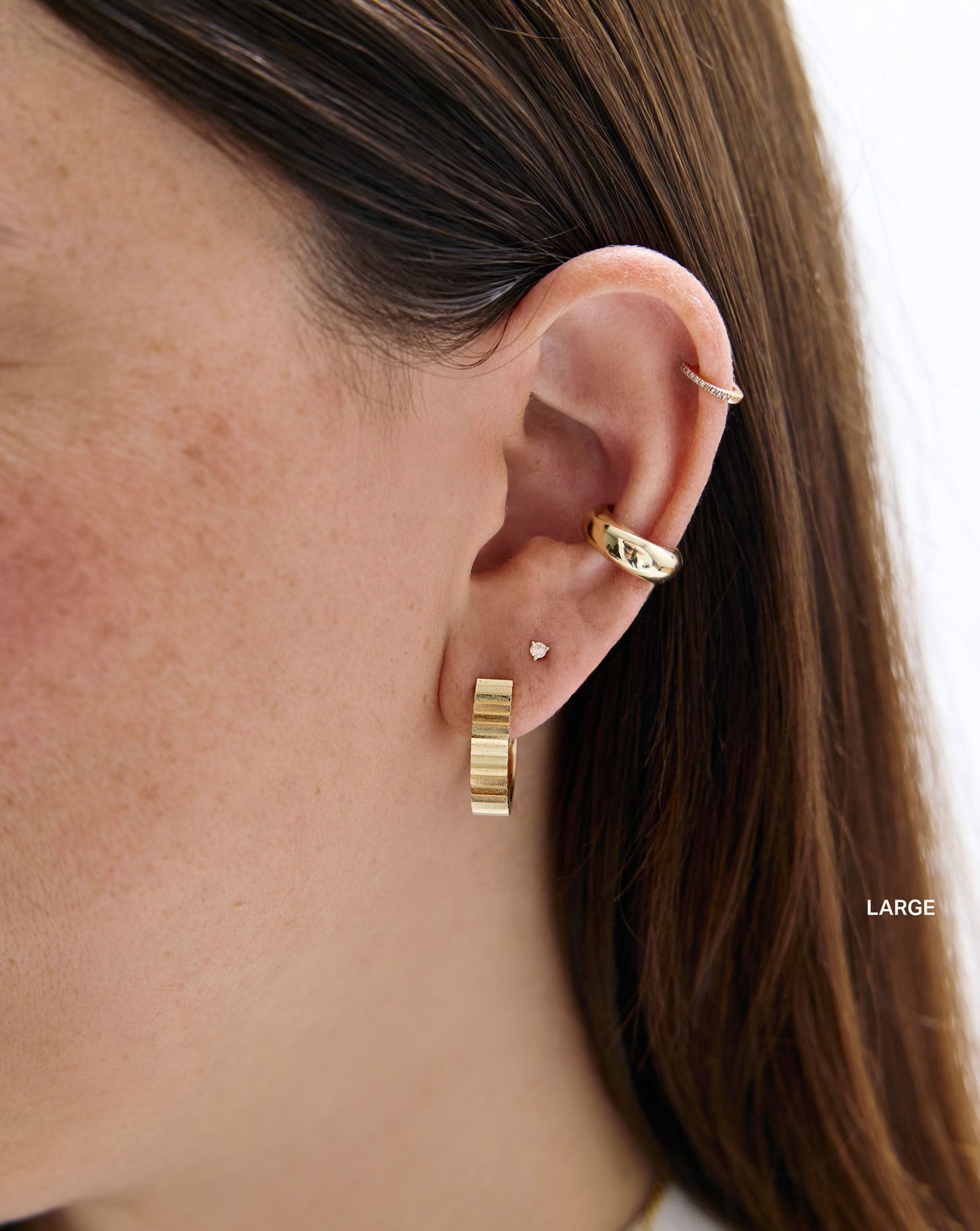 Wide Fluted Gold Hoops