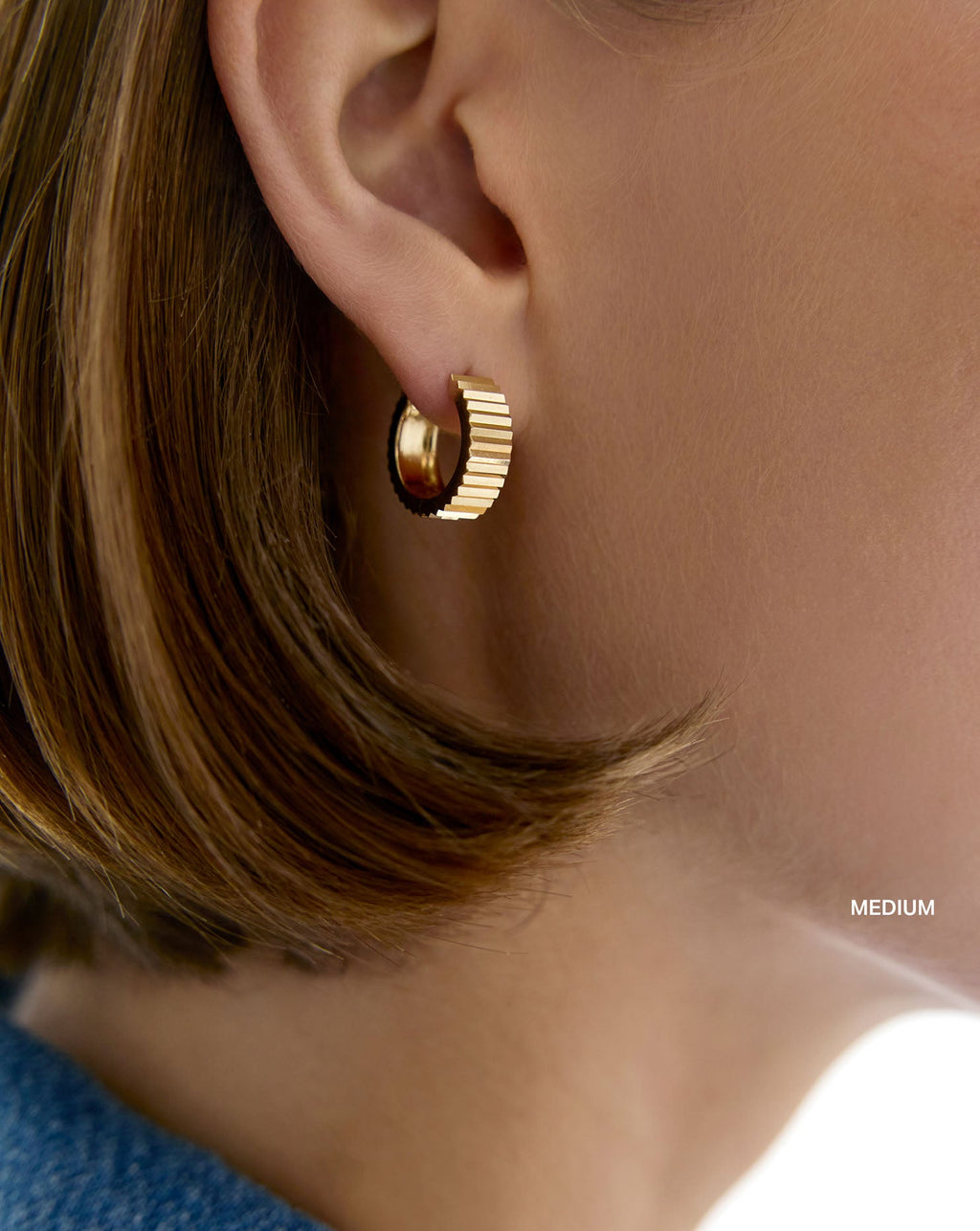 Wide Fluted Gold Hoops