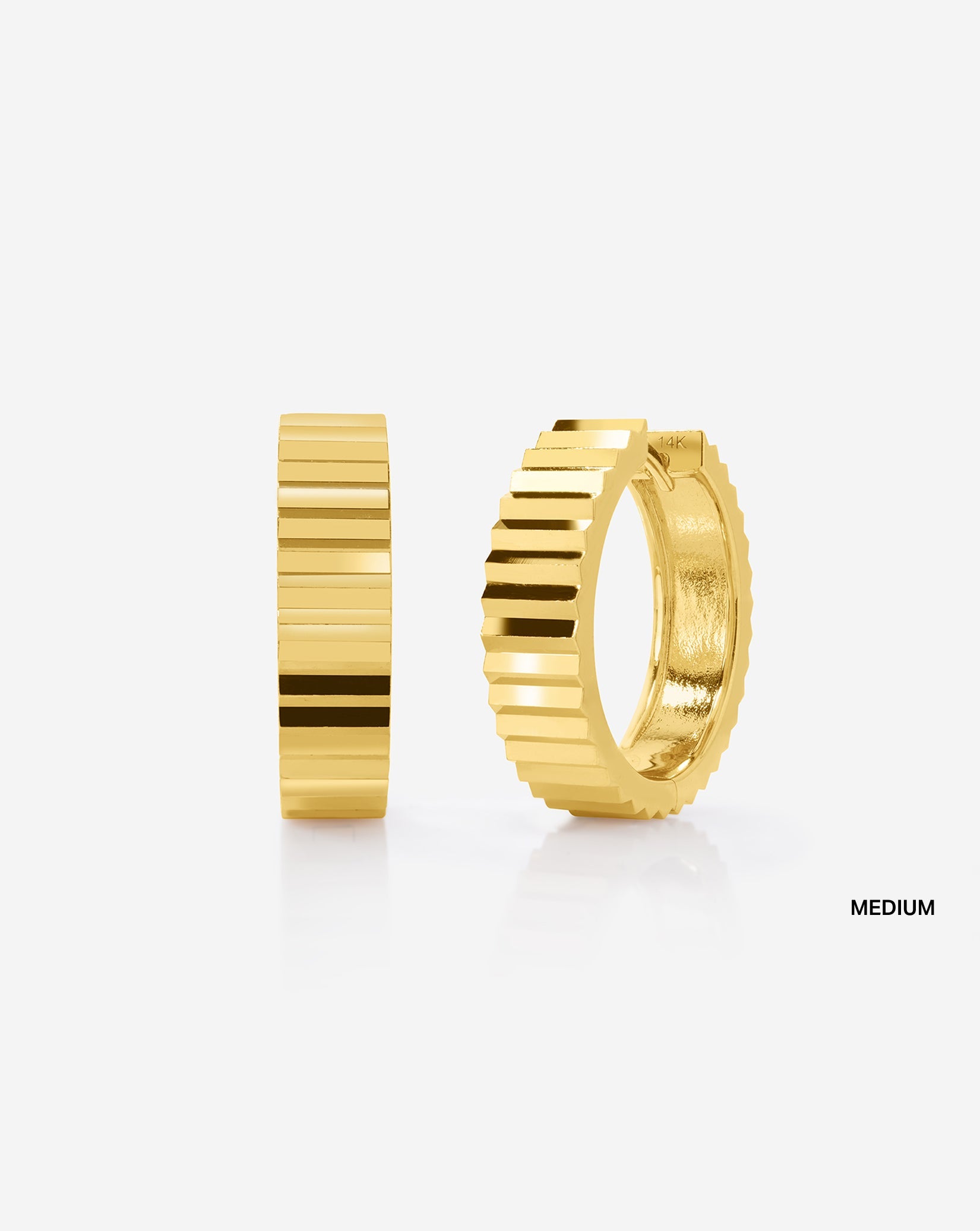 Wide Fluted Gold Hoops