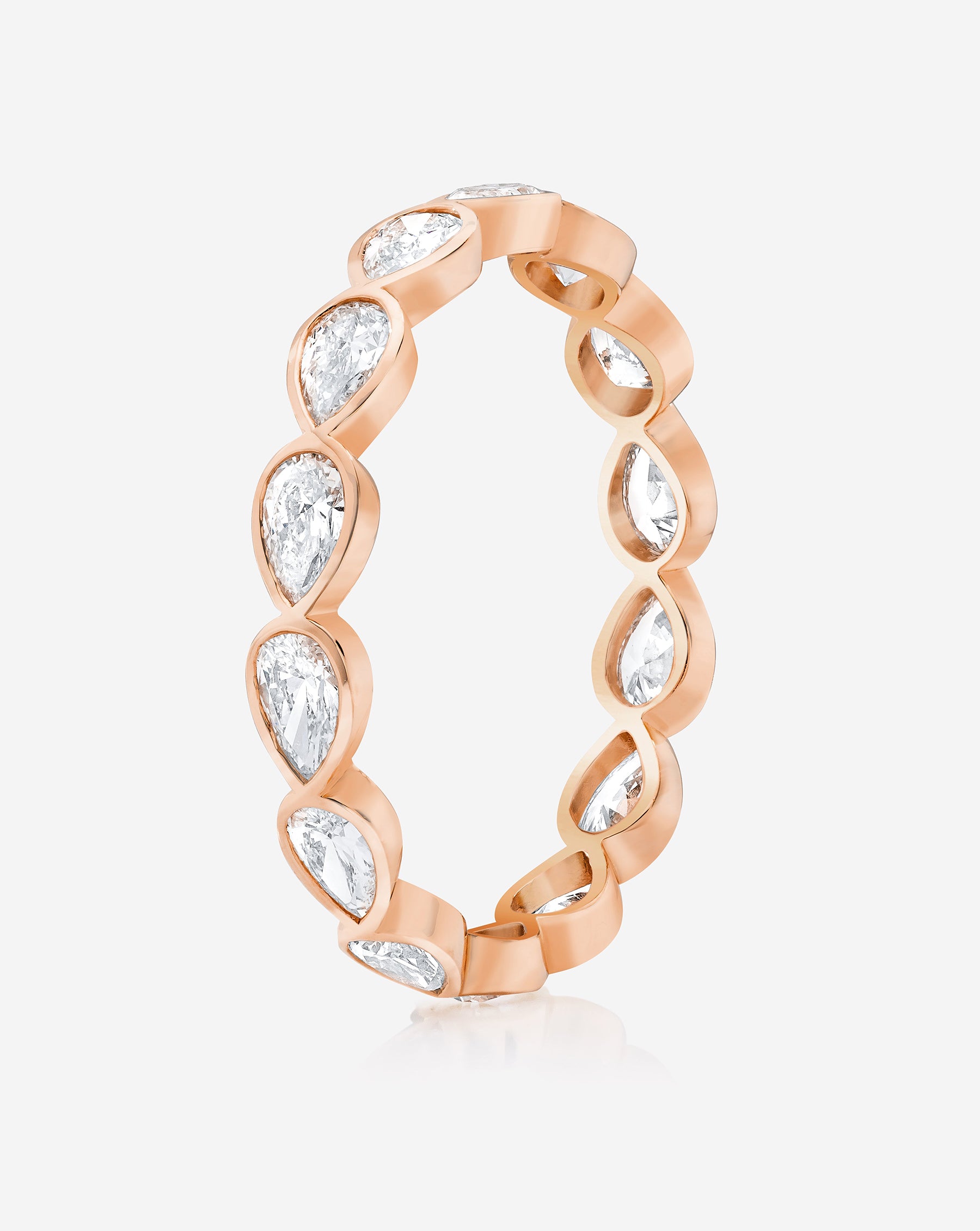 Lab Diamond Sideways Pear Bezel Eternity Band