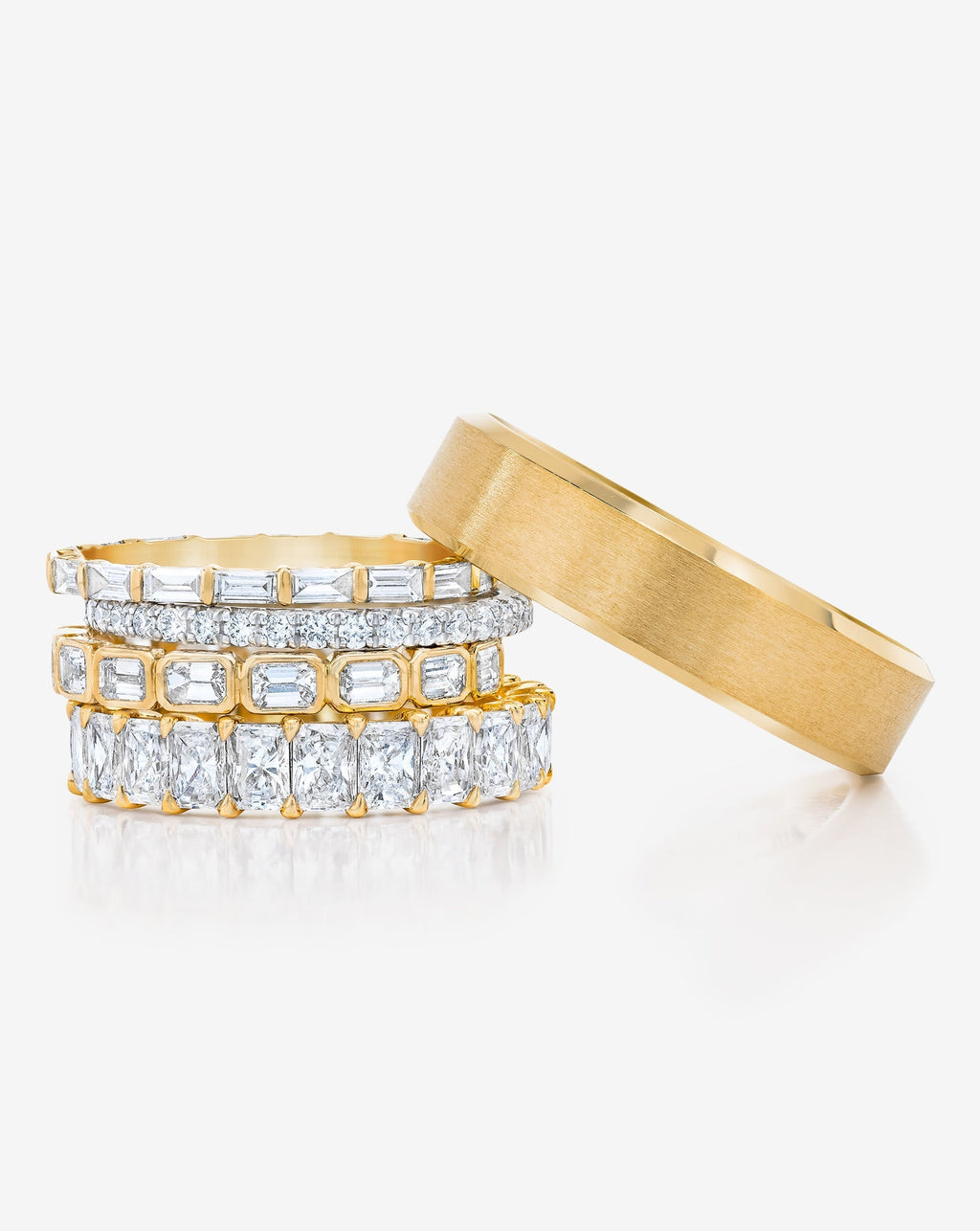 Sideways Emerald Bezel Band