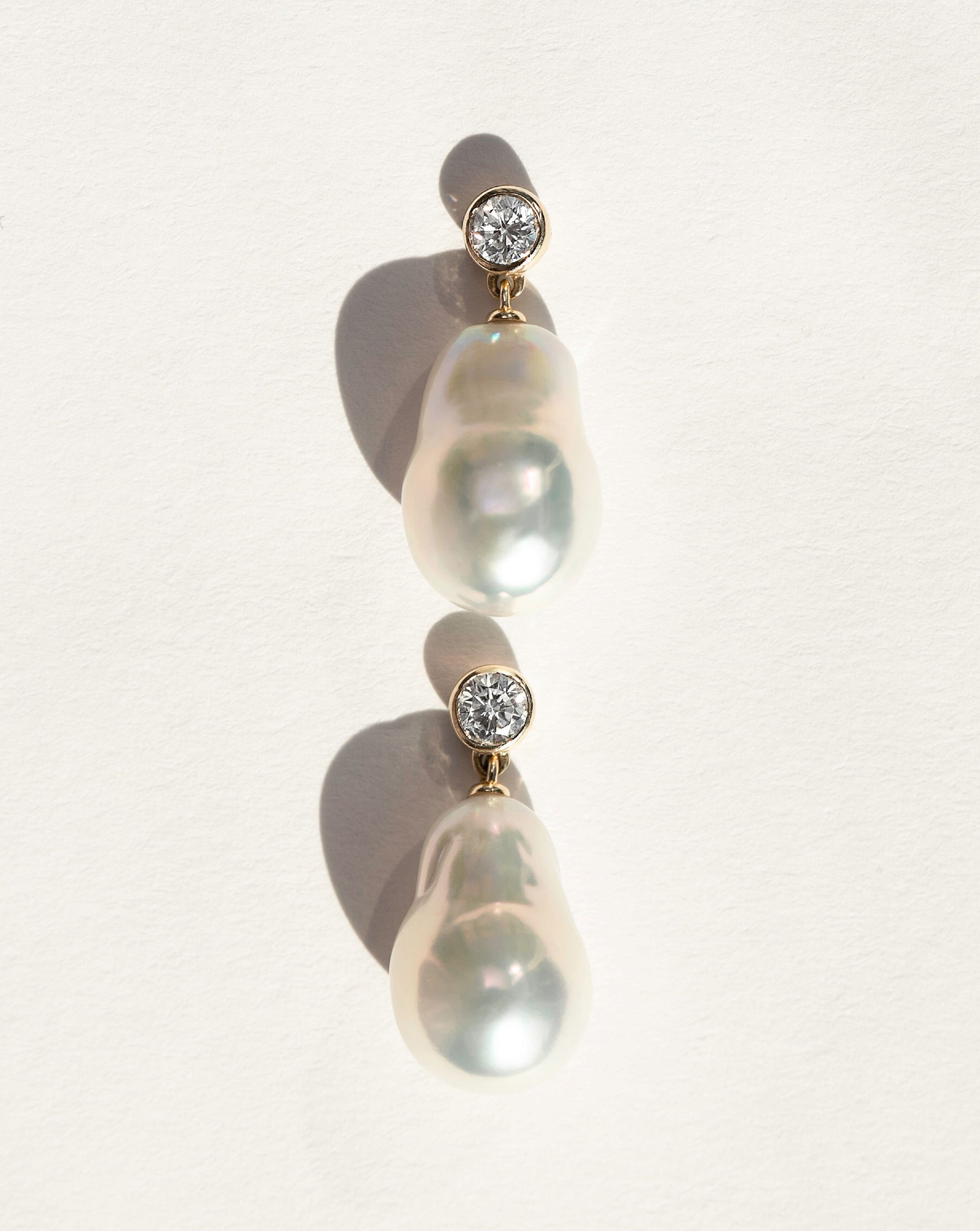 Baroque Pearl + Diamond Earrings