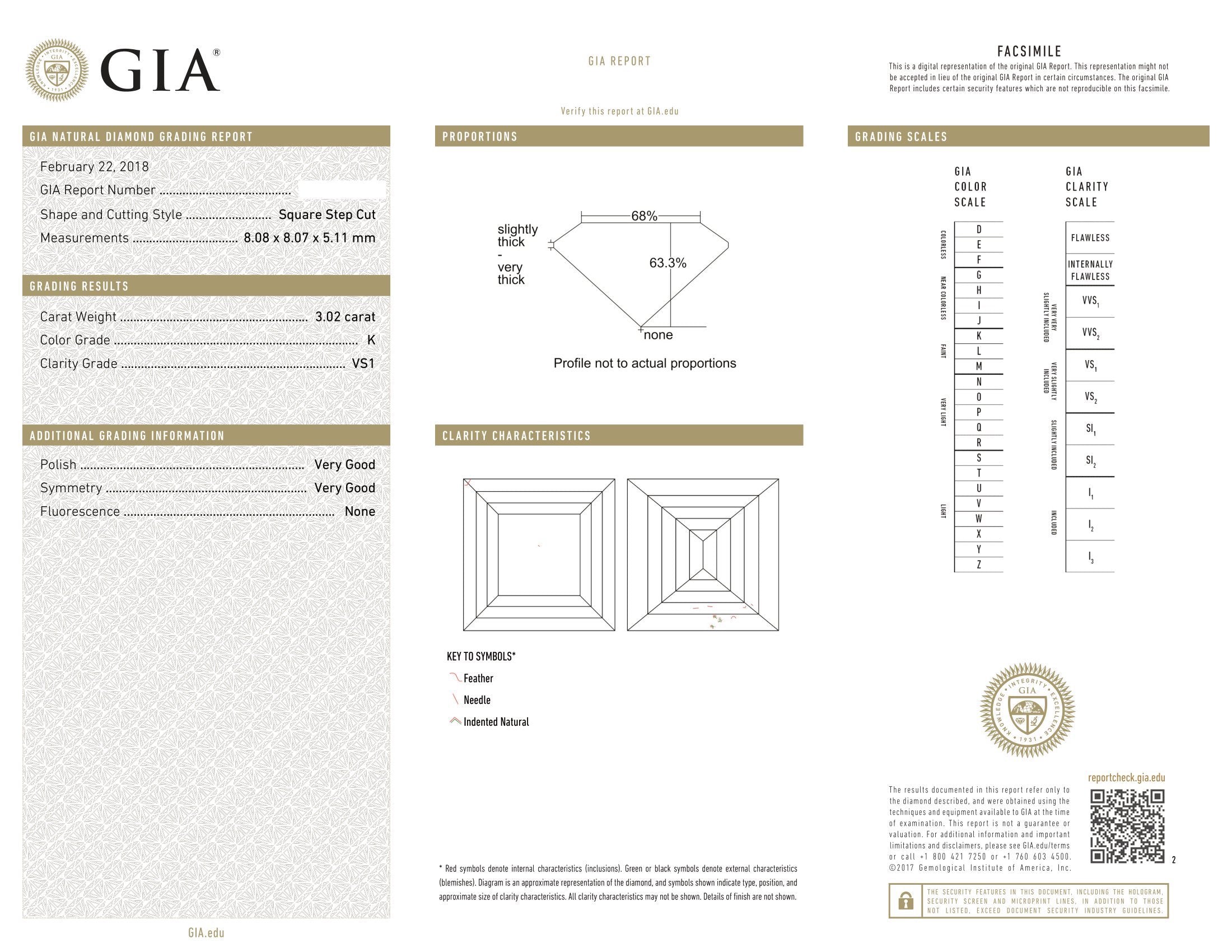 3.05 Asscher Natural Diamond in Whisper Thin®