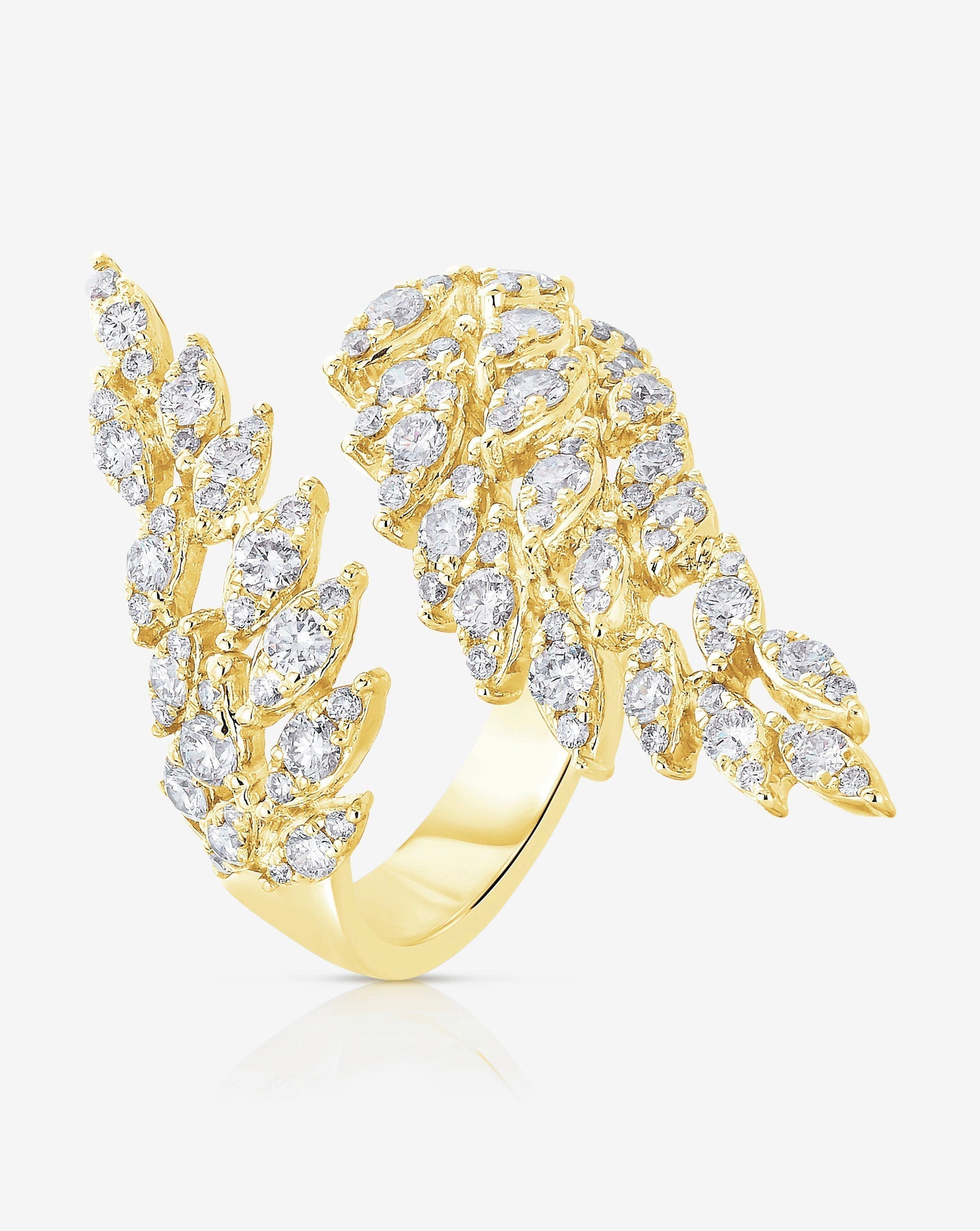 Feather Diamond Statement Ring