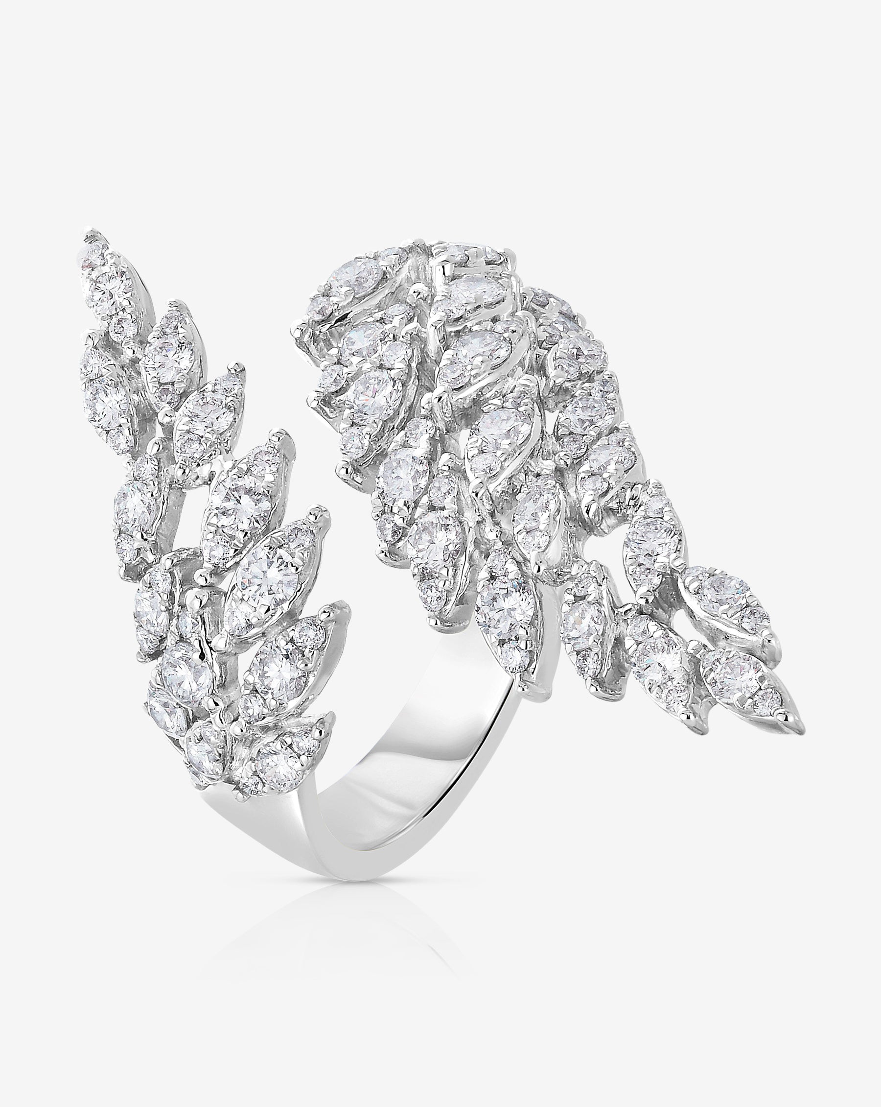 Feather Diamond Statement Ring